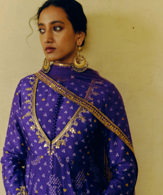 Iris Purple Anarkali Set by Drishti & Zahabia available on Indiaspopup.com