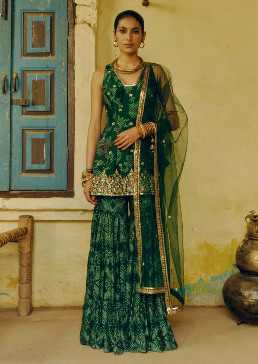 slim fit dress slacks Sage Green Sharara Set S main image 0