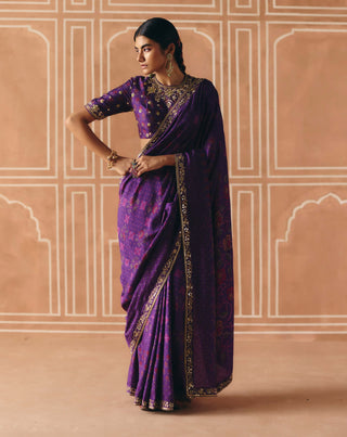 Imperial violet sari and blouse