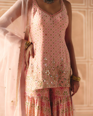 Blush pink printed sharara set