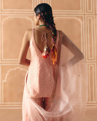 Blush pink printed sharara set