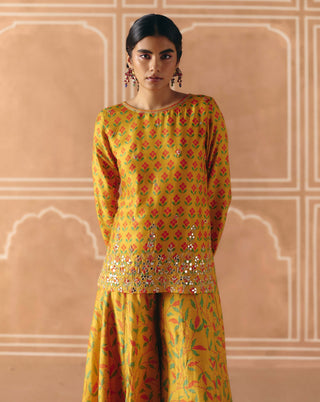 Marigold yellow kurta and flared pants