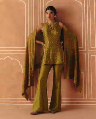 Parrot green tunic set