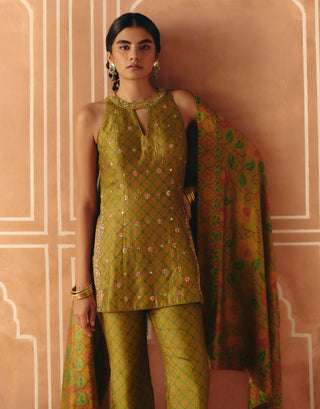 Parrot green tunic set