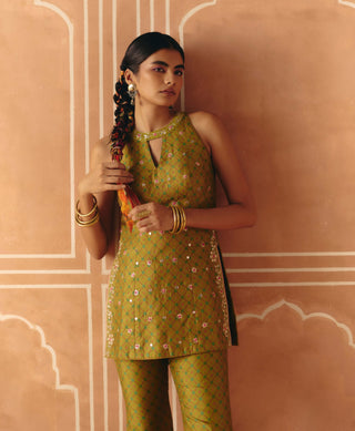 Parrot green tunic set