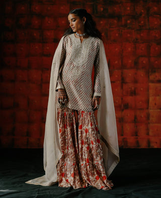 Pearl Print Sharara Set by Drishti & Zahabia available on Indiaspopup.com