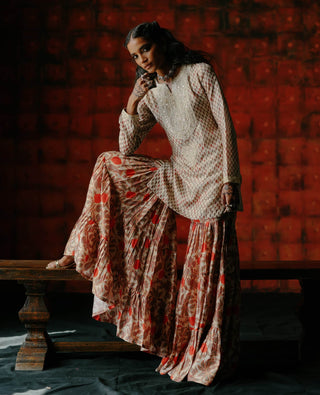 Pearl Print Sharara Set by Drishti & Zahabia available on Indiaspopup.com