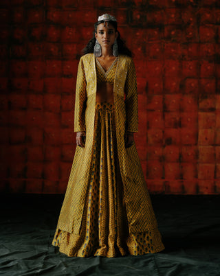 Amber Skirt, Crop Top And Jacket by Drishti & Zahabia available on Indiaspopup.com