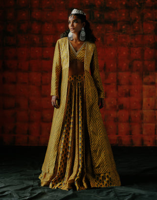 Amber Skirt, Crop Top And Jacket by Drishti & Zahabia available on Indiaspopup.com