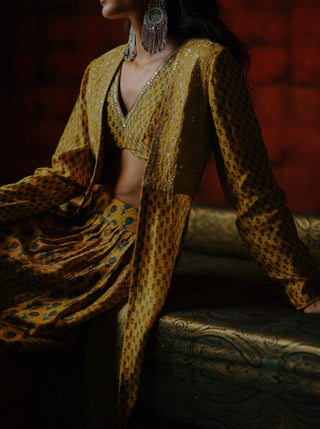 Amber Skirt, Crop Top And Jacket by Drishti & Zahabia available on Indiaspopup.com