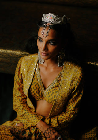 Amber Skirt, Crop Top And Jacket by Drishti & Zahabia available on Indiaspopup.com