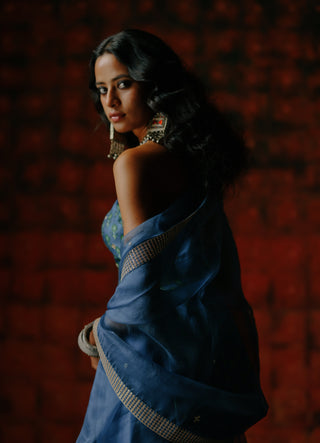 Indigo Printed Sharara Set by Drishti & Zahabia available on Indiaspopup.com