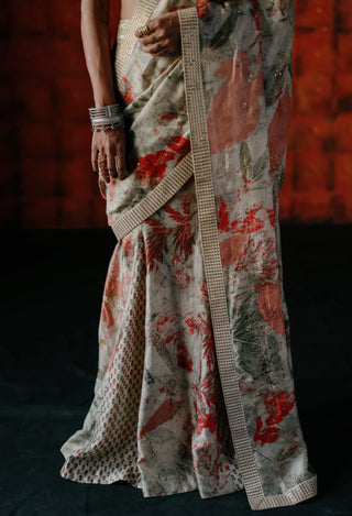 Pearl Pre-Draped Sari And Corset by Drishti & Zahabia available on Indiaspopup.com