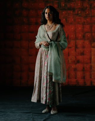 Mint Mix Printed Anarkali Set by Drishti & Zahabia available on Indiaspopup.com