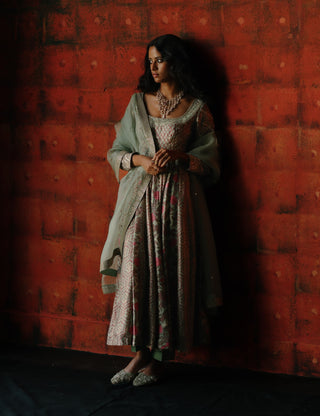Mint Mix Printed Anarkali Set by Drishti & Zahabia available on Indiaspopup.com