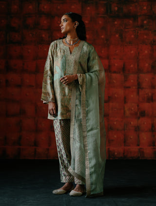 Mint Printed Tunic Set by Drishti & Zahabia available on Indiaspopup.com