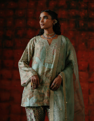 Mint Printed Tunic Set by Drishti & Zahabia available on Indiaspopup.com