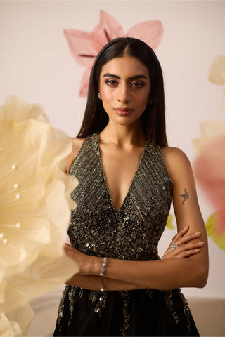 Daffodil Black Gown by Roqa available on Indiaspopup.com