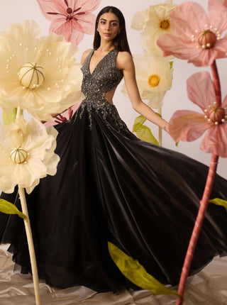 Daffodil Black Gown by Roqa available on Indiaspopup.com