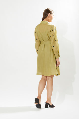 Meadow-Eden Olive Green Coat And Inner Dress-INDIASPOPUP.COM
