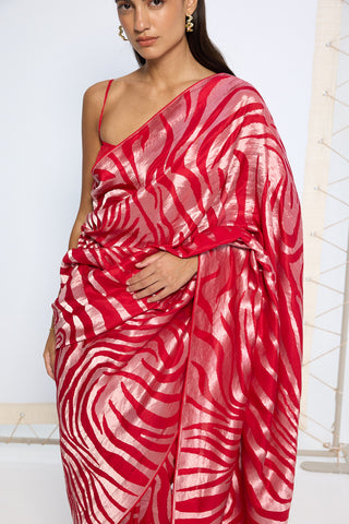 Scarlet pure silk sari