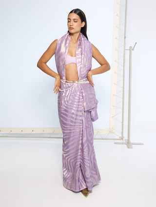 Handwoven lavender silk sari and blouse