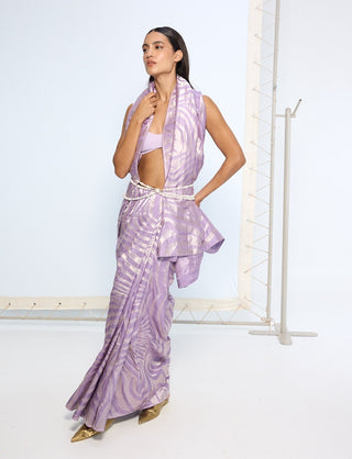 Handwoven lavender silk sari and blouse