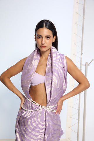 Handwoven lavender silk sari and blouse