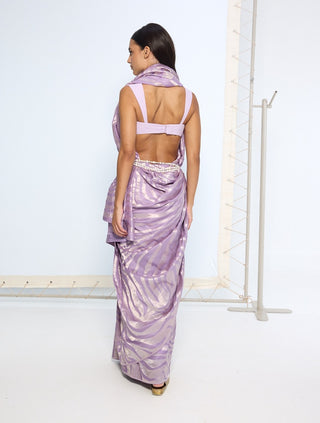 Handwoven lavender silk sari and blouse