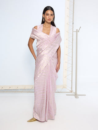Handwoven lilac silk sari