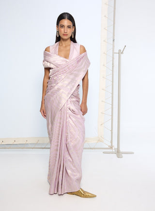 Handwoven lilac silk sari