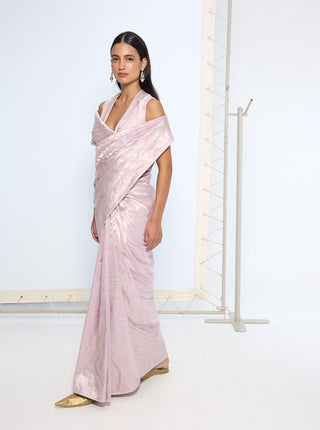 Handwoven lilac silk sari