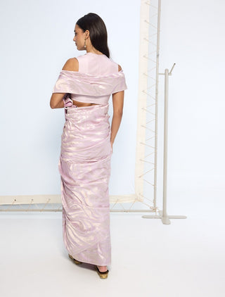Handwoven lilac silk sari