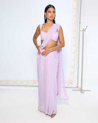 Lilac chiffon sari and blouse