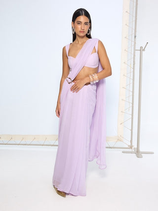 Lilac chiffon sari and blouse