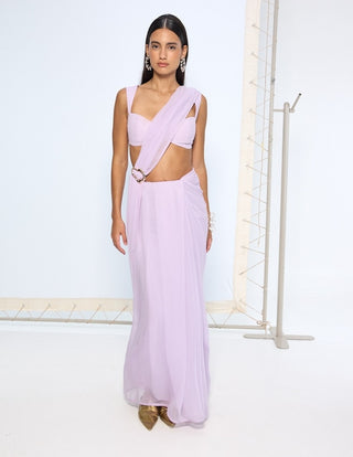 Lilac chiffon sari and blouse