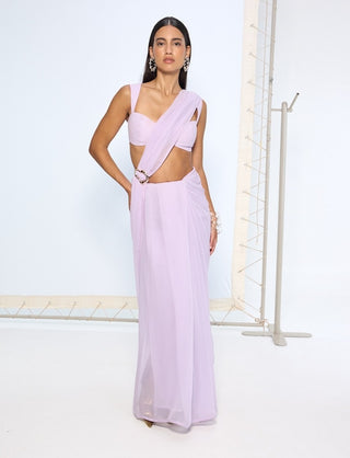 Lilac chiffon sari and blouse