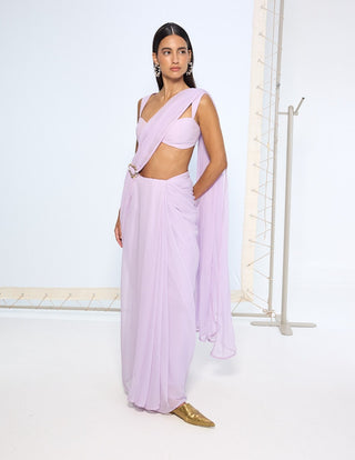 Lilac chiffon sari and blouse
