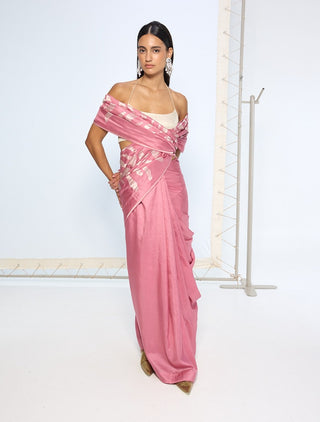 Dusty pink silk zari sari