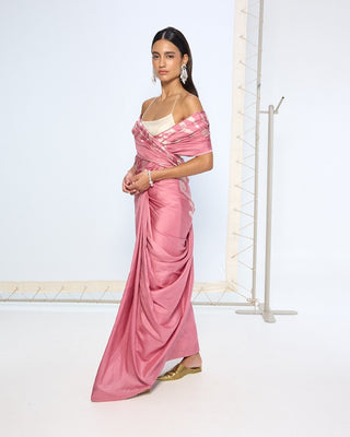 Dusty pink silk zari sari