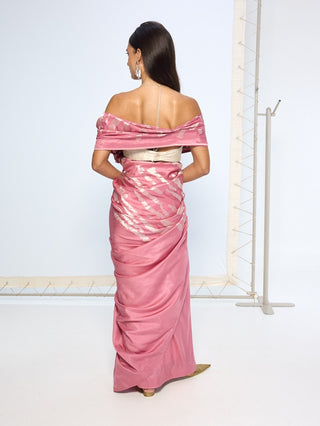 Dusty pink silk zari sari