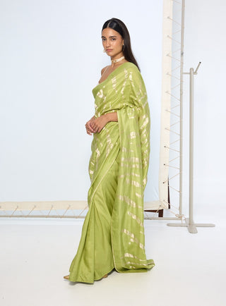 Sage green silk zari sari