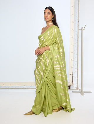 Sage green silk zari sari