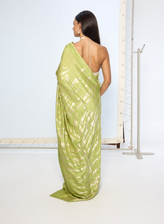 Sage green silk zari sari