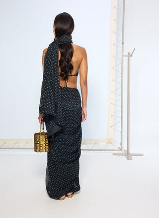 Black chiffon dotted sari and blouse