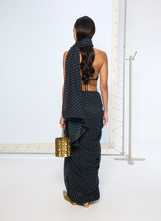 Black chiffon dotted sari and blouse