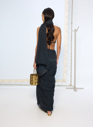 Black chiffon dotted sari and blouse