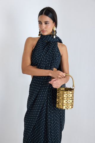 Black chiffon dotted sari and blouse