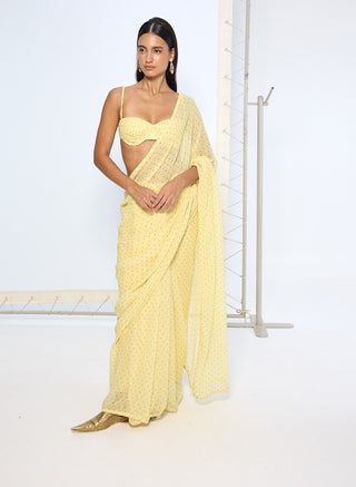 Butter yellow georgette sari and blouse