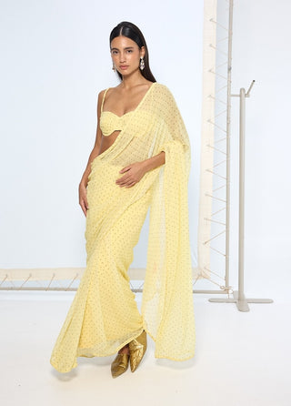 Butter yellow georgette sari and blouse
